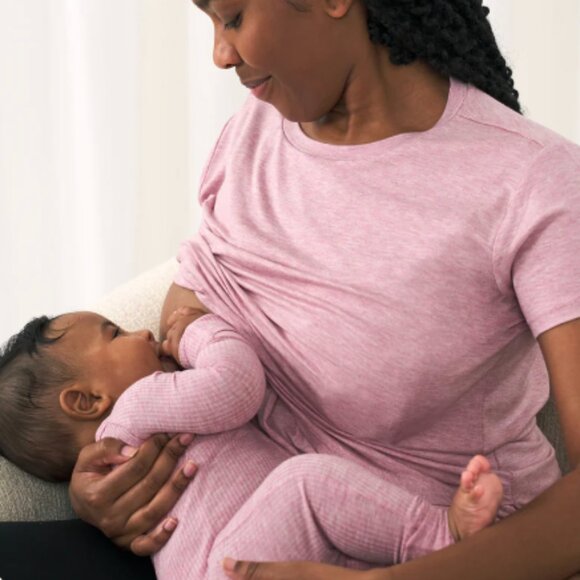 Little Sleepies Heather Mauve Women's Nursing Top, XXL - Picture 2 of 3